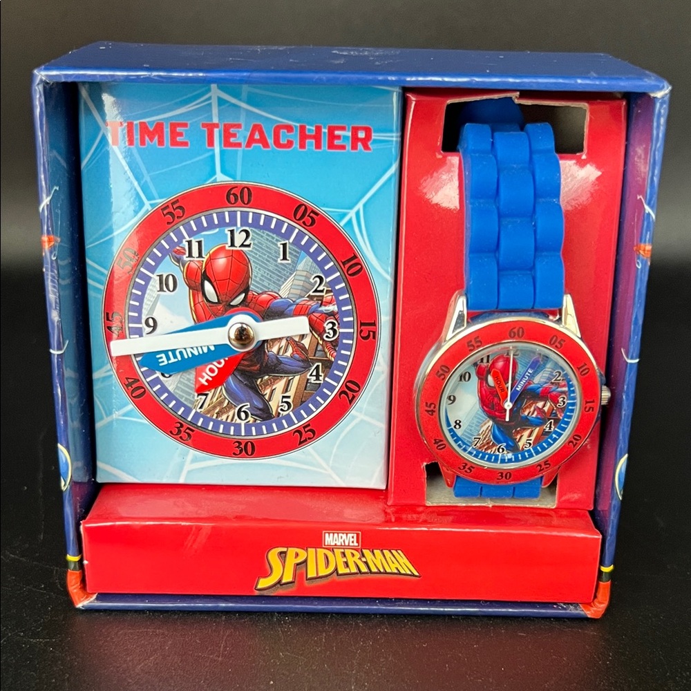 New Marvel Spider-Man Time Teacher Watch Set - Blue & Red - New in Box